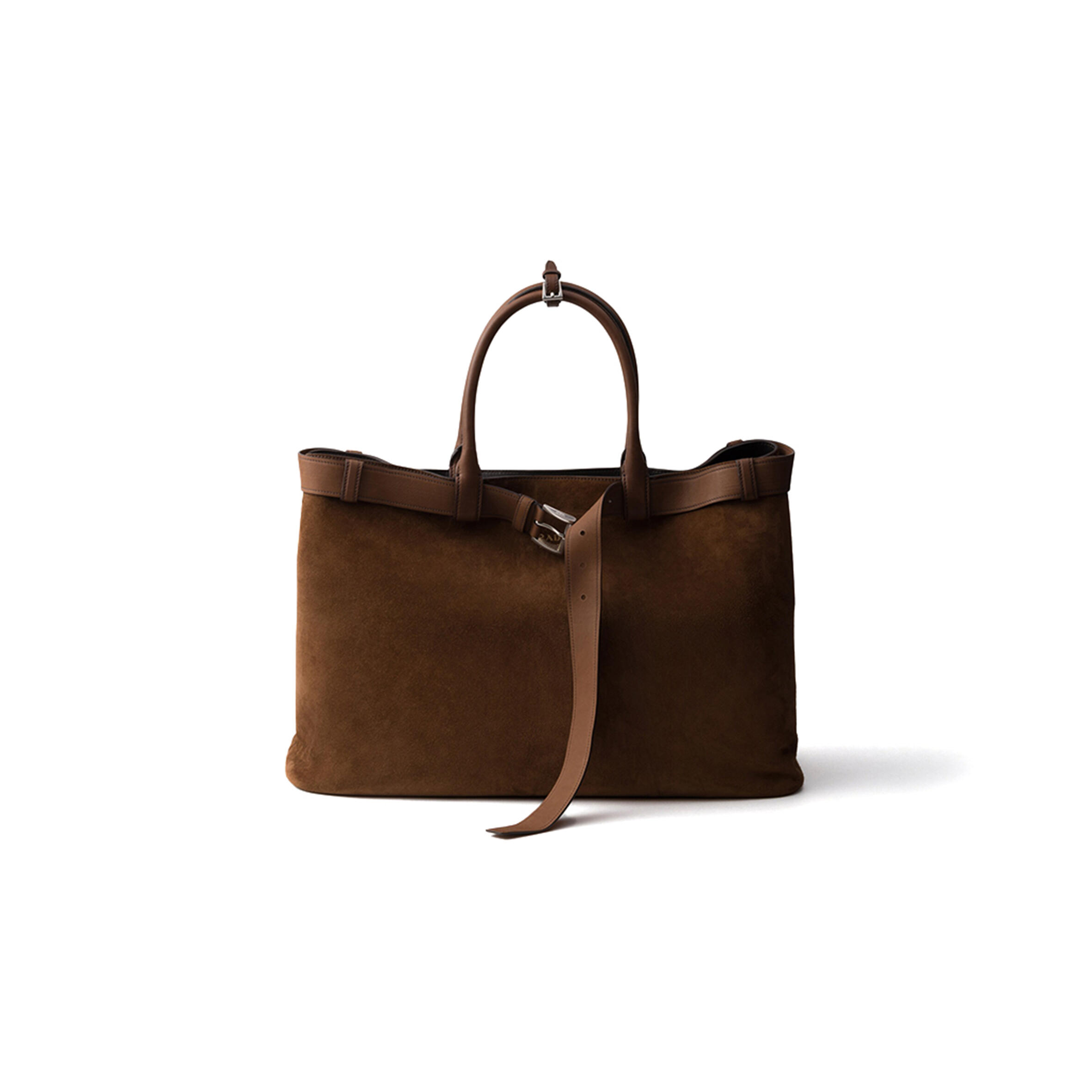 PRADA BUCKLE SUEDE BAG WITH BELT 2VG126 (48*34*18cm)